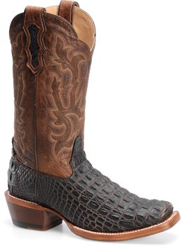 Chocolate Croc Print Double H Boot 13 Inch Cattle Baron Wide Square Toe Western
